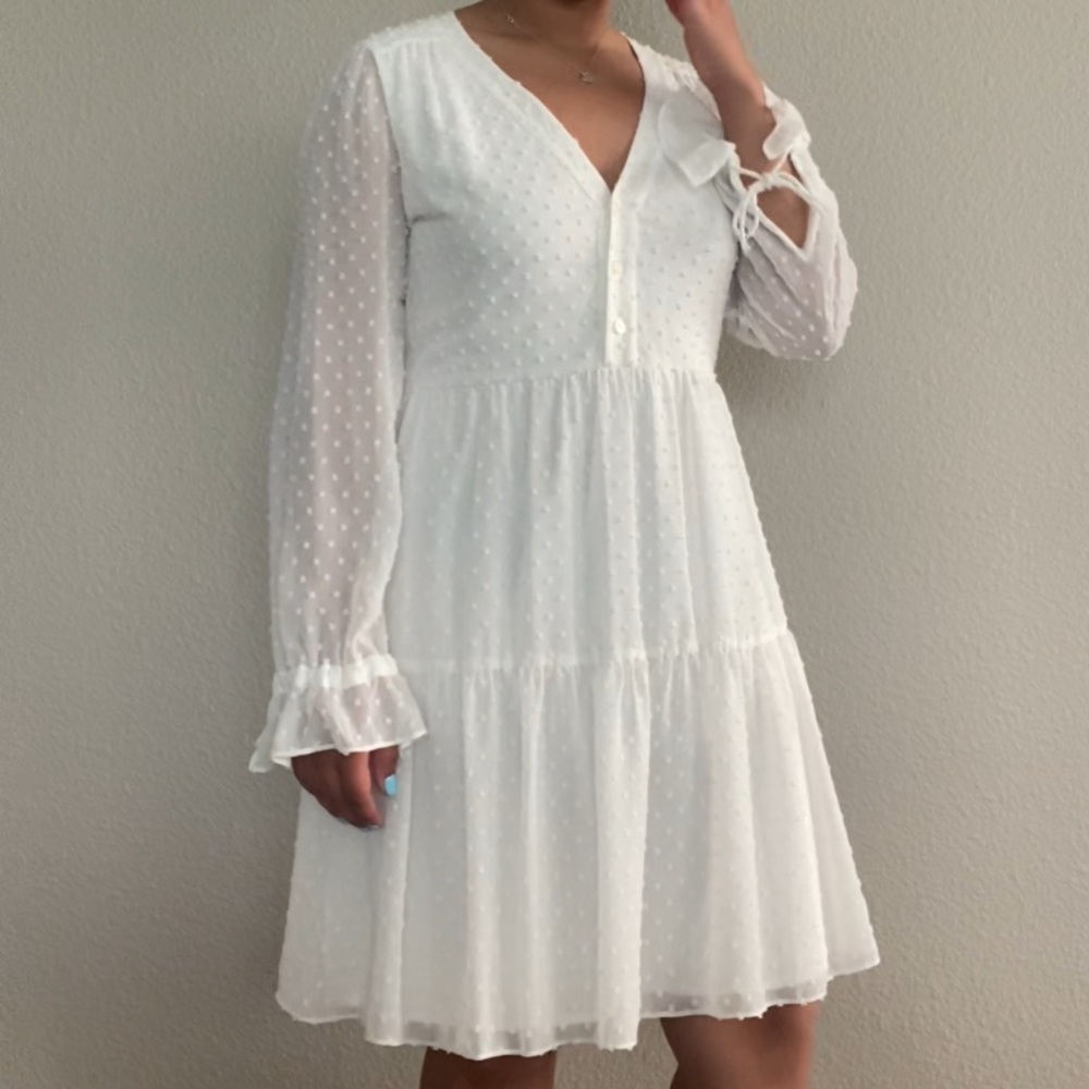 White Dotted Texture Dress